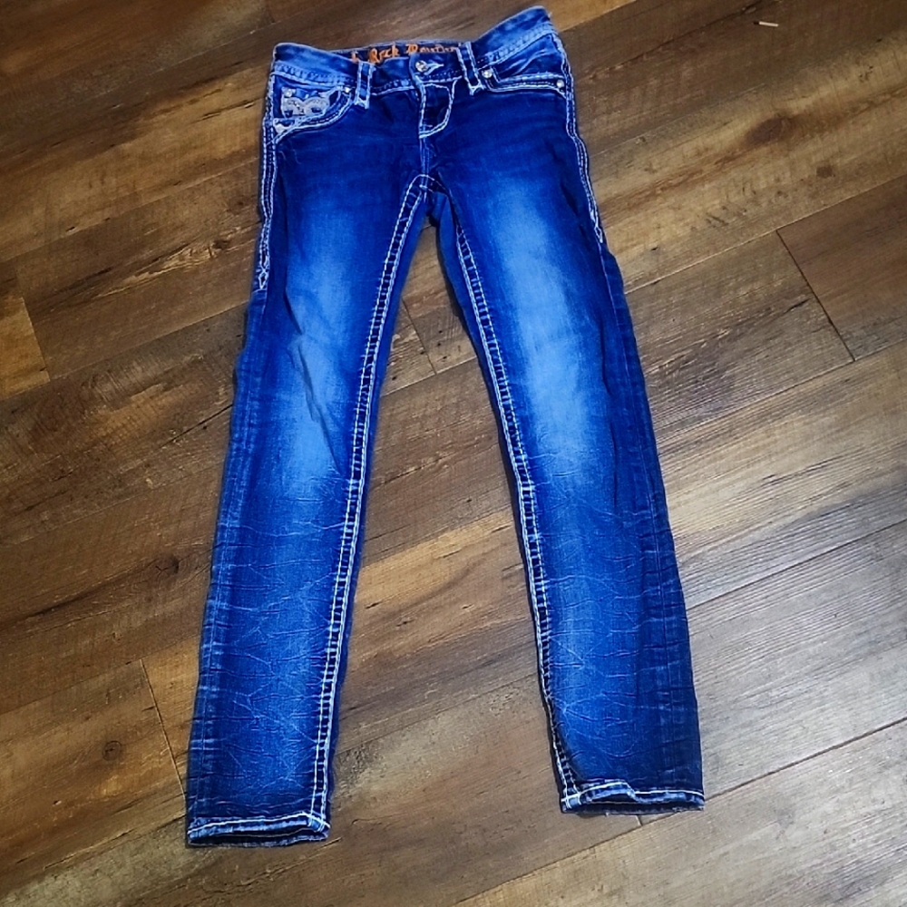Rock Revival Blue Skinny Jeans with Tapered size24 Fit inseam 31